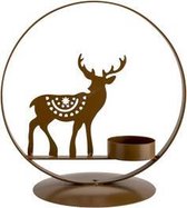 TheeLichthouder Metaal Rond - Waxinelichthouder - Circle Deer Powder Coated Camel - ø15,5cm