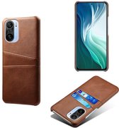 Xiaomi Mi 11i Hoesje - MobyDefend Lederen Backcover Met Vakjes Voor Pasjes - Bruin - GSM Hoesje - Telefoonhoesje Geschikt Voor: Xiaomi Mi 11i