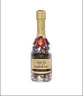 Snoep - Champagnefles - Voor een die het verdient - Gevuld met een verpakte toffeemix - In cadeauverpakking met gekleurd lint