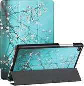 Voor Samsung Galaxy Tab A 8.0 (2019)/T290/T295/T297 Zijdetextuur Gekleurd Tekenpatroon Horizontale Flip Magnetische PU-lederen hoes met drievoudige houder (Pruimenbloesem)