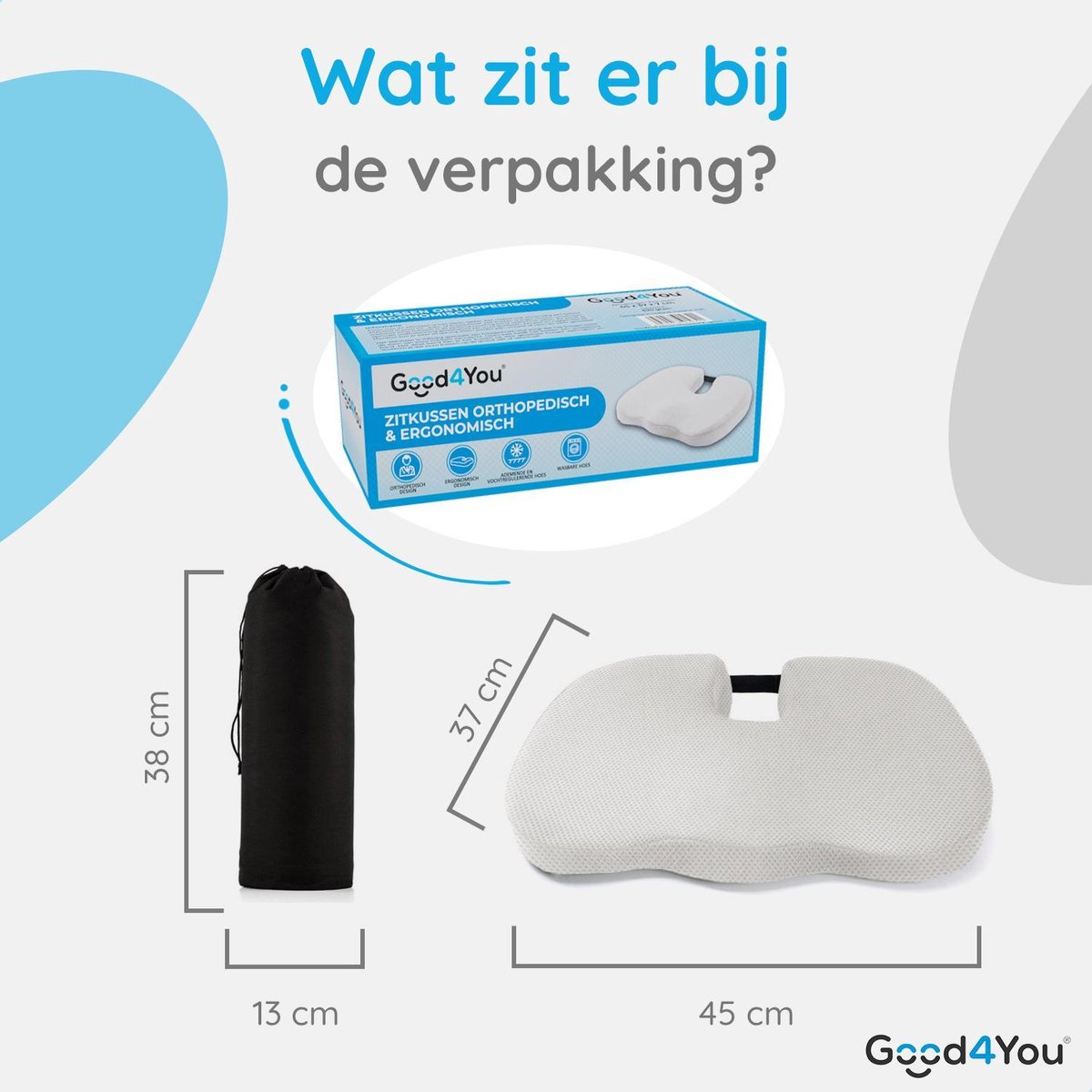 Good4You Zitkussen Orthopedisch & Ergonomisch voor Auto- en Bureaustoel - Wigkussen - Stuitkussen - Thuiswerken – foto 6