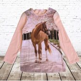 Shirt paard j12 -s&C-110/116-Longsleeves meisjes