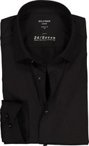 OLYMP Luxor 24/Seven modern fit overhemd - zwart tricot - Strijkvriendelijk - Boordmaat: 39