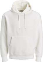 JACK & JONES relaxt fit trui katoen - soft hoodie middeldik - wit -  Maat: XXL