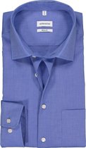 Seidensticker regular fit overhemd - blauw fil a fil - Strijkvrij - Boordmaat: 45