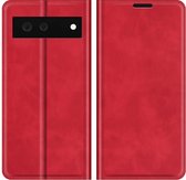 Google Pixel 6 Hoesje Portemonnee Book Case Kunstleer - Rood