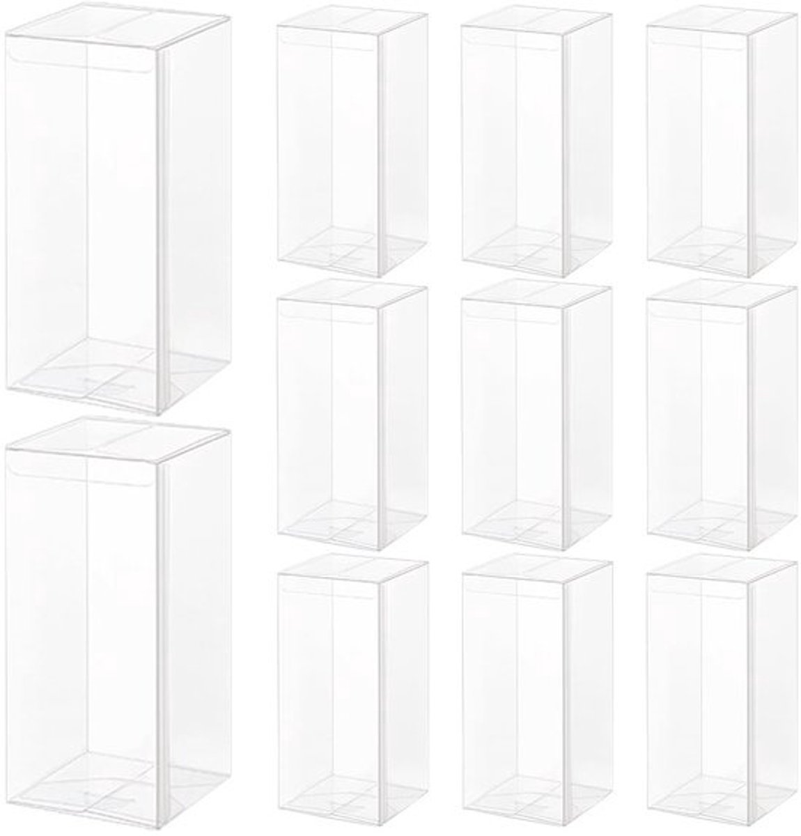 15 Stuks PVC Geschenkdozen - 8 x 8 x 18 cm Transparant - Rechthoekige Plastic Snoepdozen