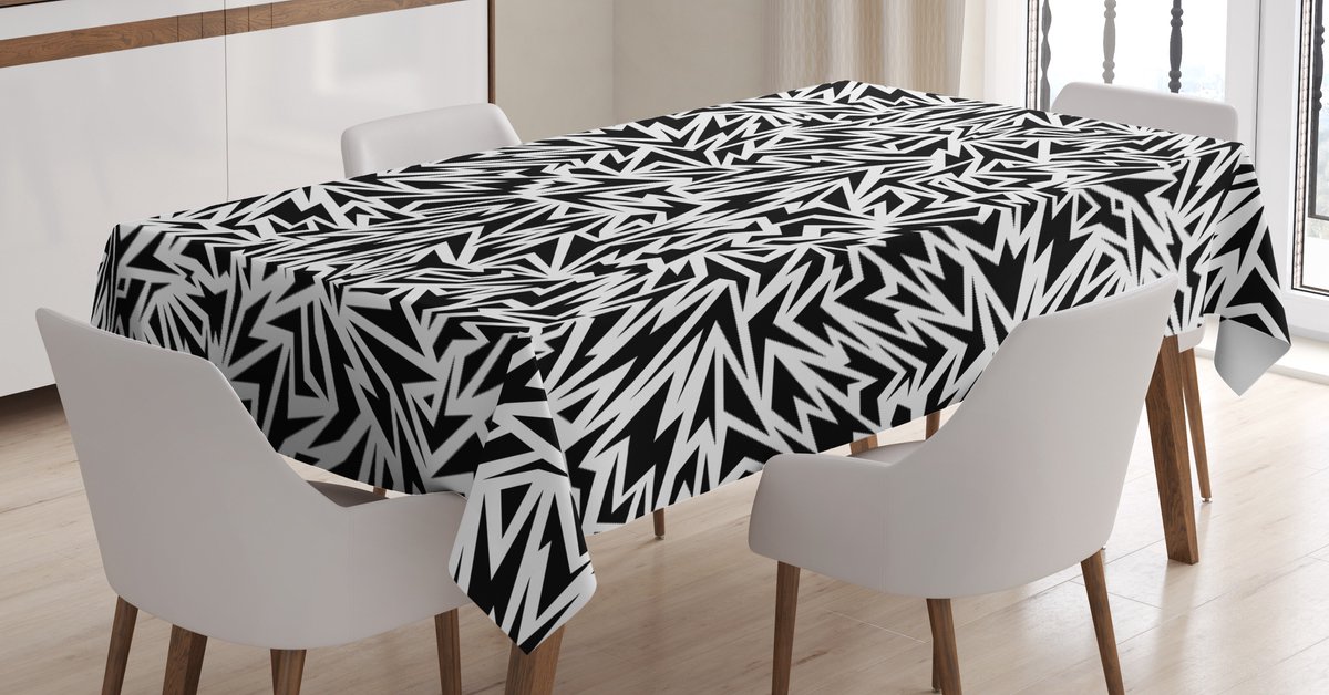 ABAKUHAUS Scherpe vormen Tafelkleed – Zwart/Wit 140x240 cm