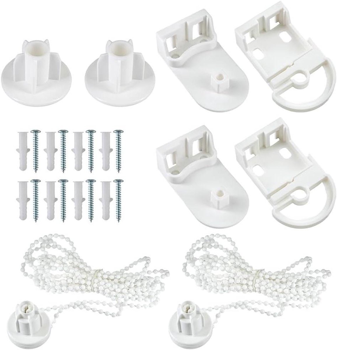 Ronte - Reparatieset voor rolgordijnen met klemdrager en kettinghouder - Set van 2 - Reserveonderdelen voor rolgordijnkoppelingen - Complete reparatieset met schroeven - 25 mm breed - Geschikt voor ramen, rolgordijnen en jaloezieën.