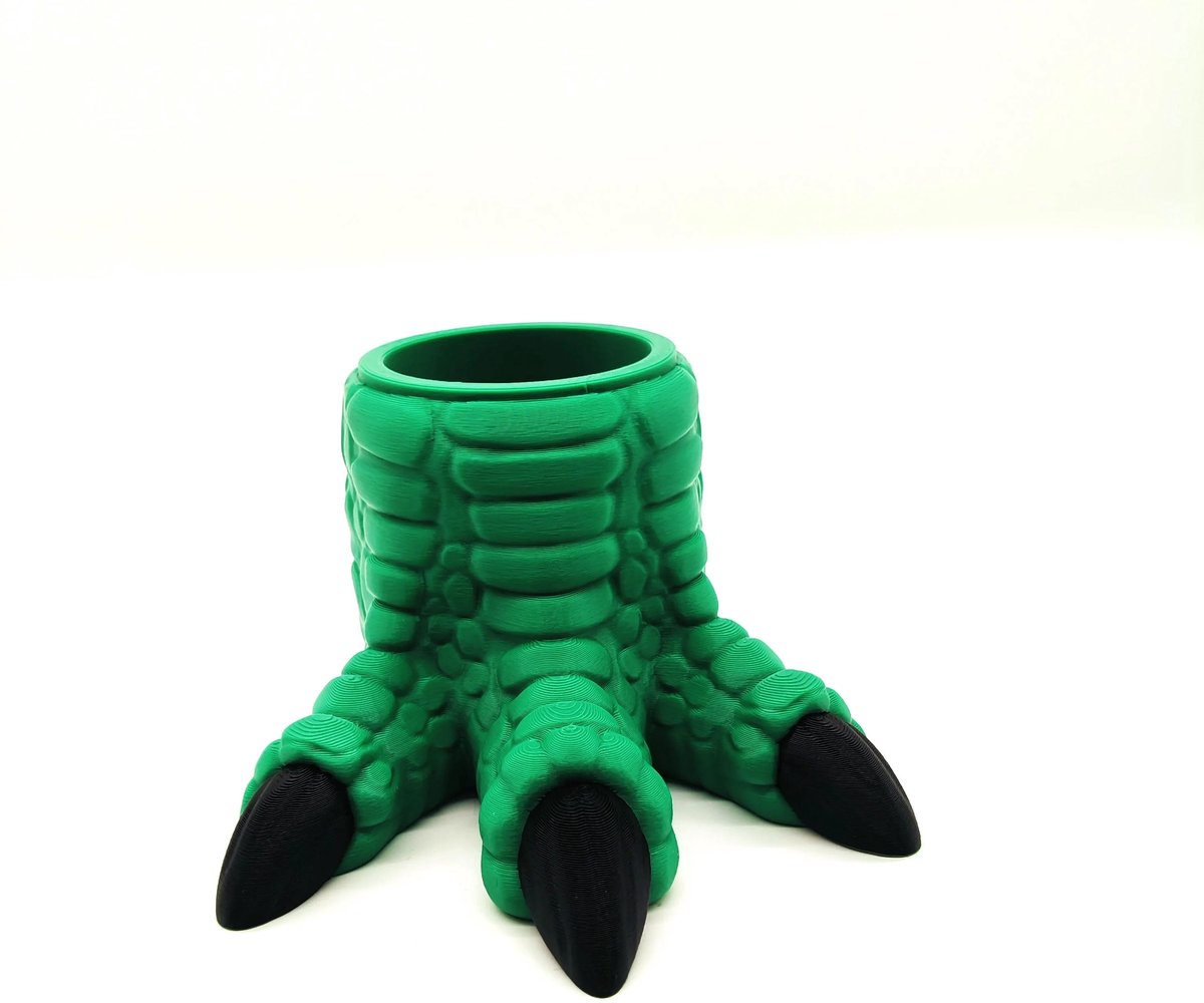 Dinosaurus Klauw Pennenhouder – Groen 3D Print Bureau Organizer – Unieke Dino Decoratie Cadeau