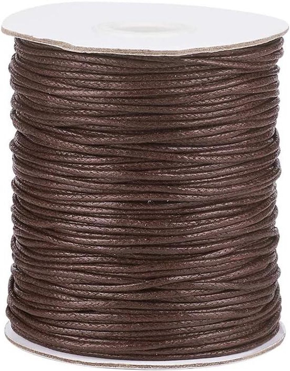 Ronte - Doe-het-zelf sieraden knutselen macramé 1,5 mm gewaxt katoenen koord - 100 yards/rol - Sieraden maken draad touw spoel - Zadelbruin