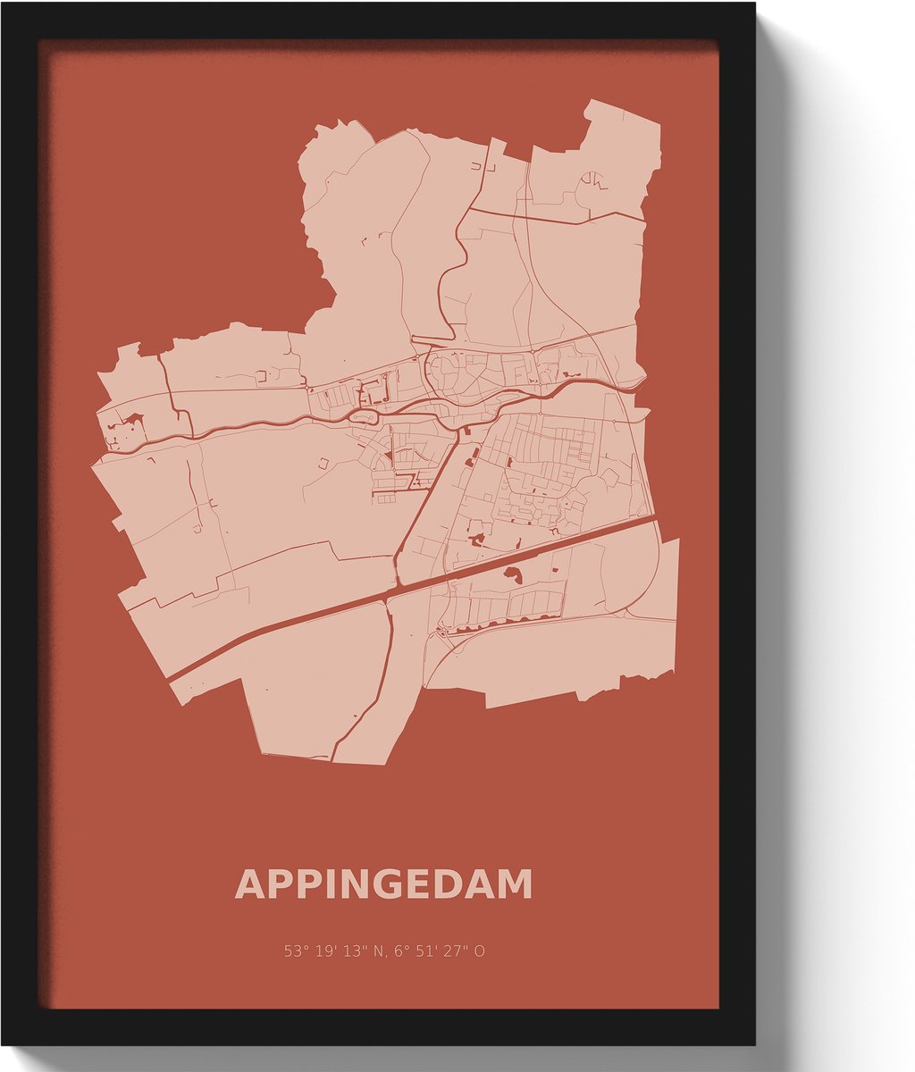 Poster Appingedam A3 - 30 x 42 cm - Rood (Exclusief Lijst)