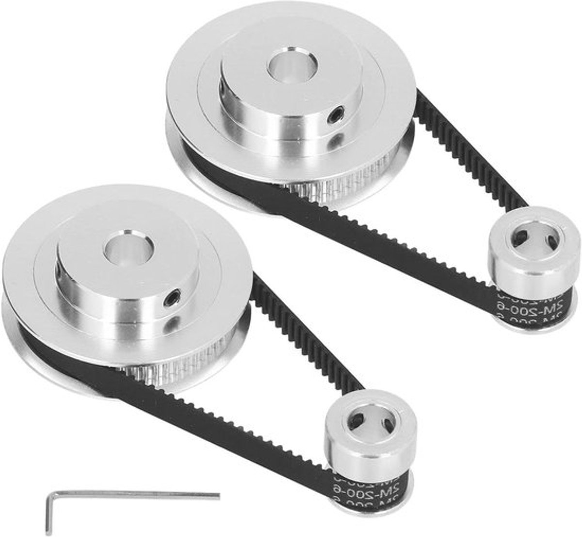 Elastische gesloten timing riem met 2 pack synchrone wielen - 20T 60T - 200mm lengte 6mm breedte - aluminium timing riemschijf (8mm/0.31inch boring)