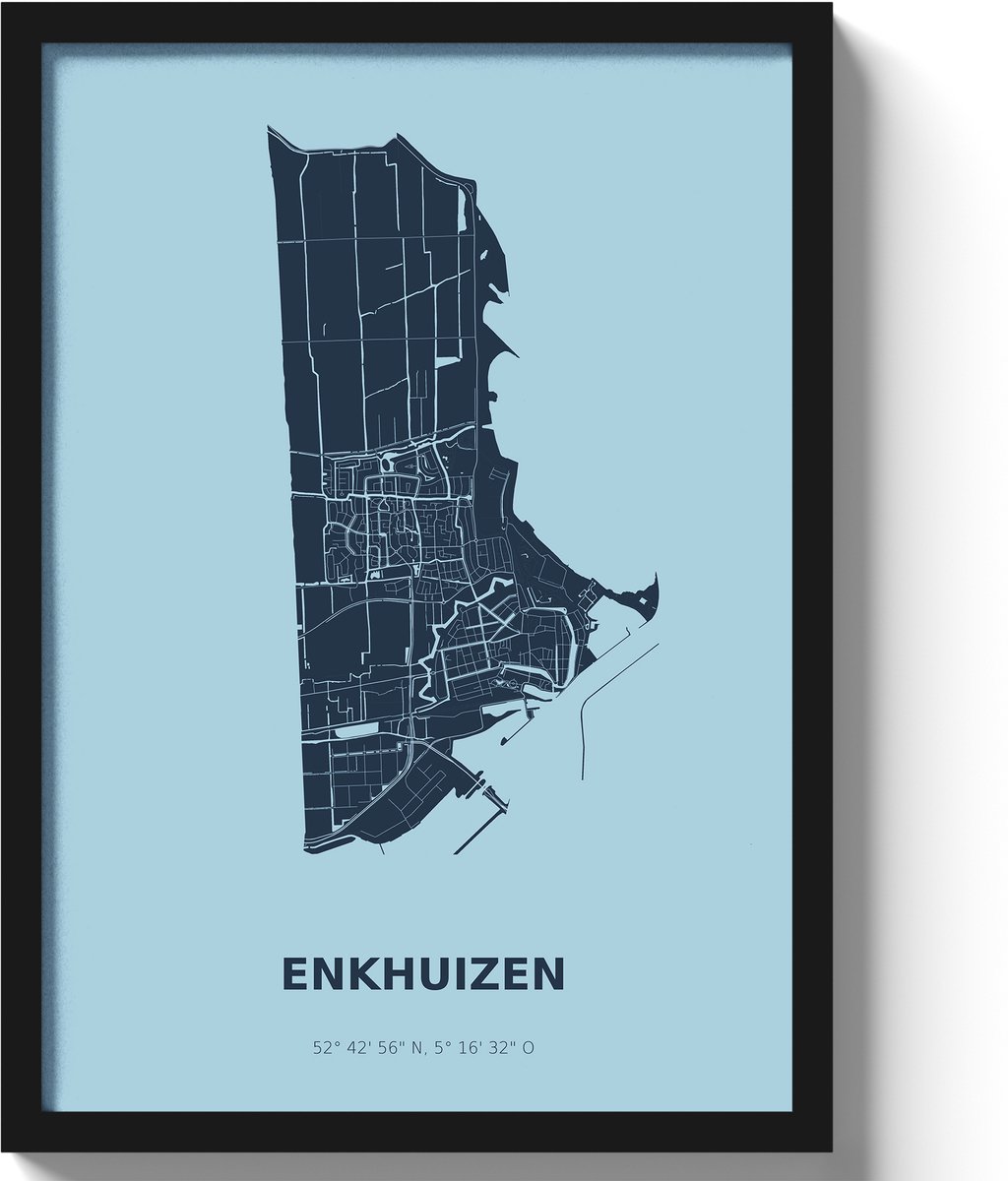Poster Enkhuizen A3 - 30 x 42 cm - Blauw (Exclusief Lijst)