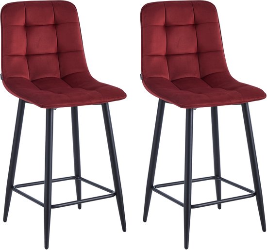 Colenis® - Luciano Barstoel - Set Van 2 - Bordeaux - Fluweel - Velvet - Design
