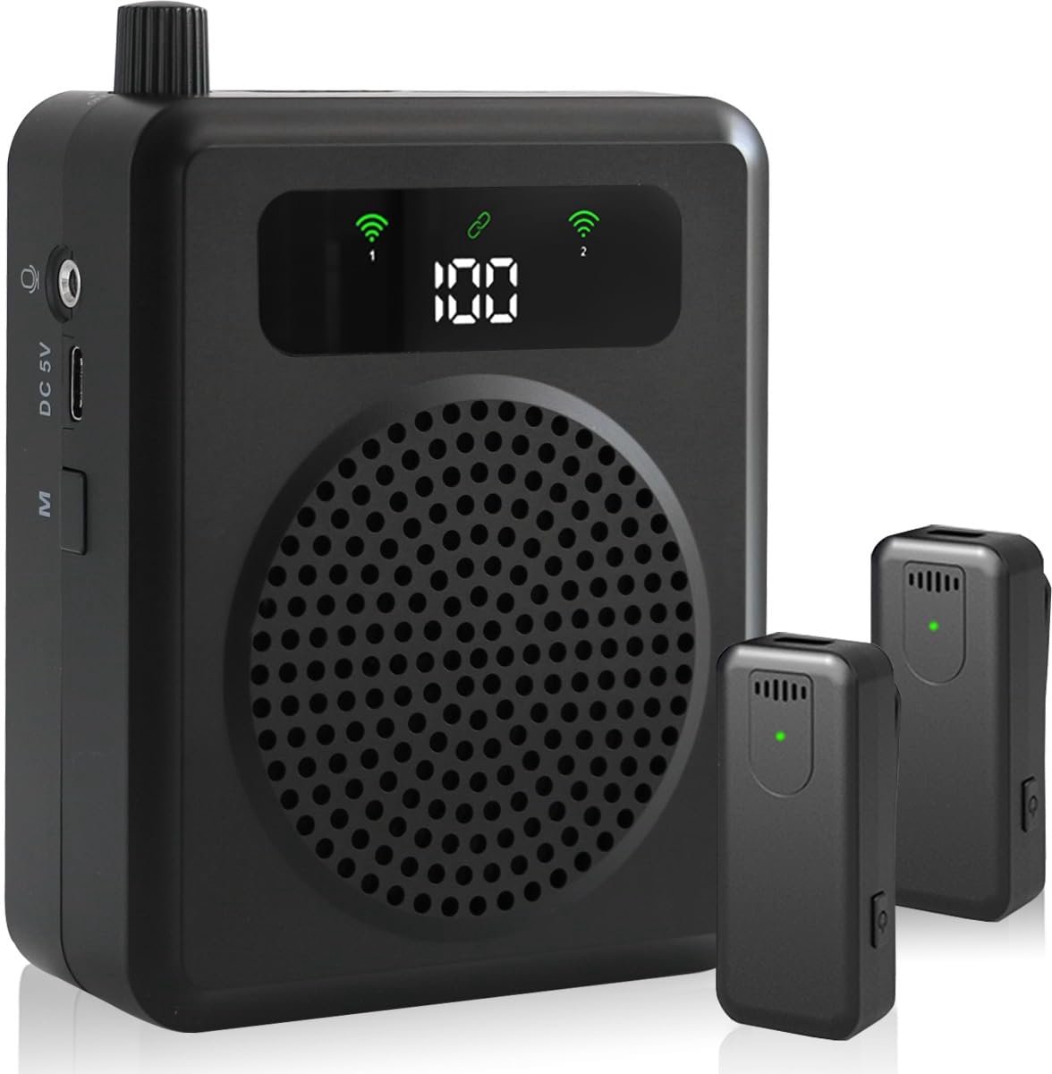 Draadloze megafoon met clipmicrofoon - draagbare microfoon met speaker voor klas en buiten
