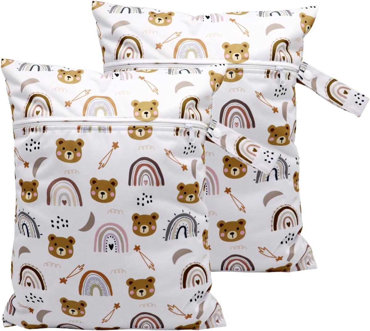 Ronte - Groot duo beer-wetbag voor kleuterschool, herbruikbare luiertassen voor baby's, reizen en zwemmen.