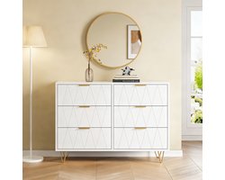 Kast met 6 lades, sideboard ladekast kommode bijzetkast, smalle kast voor woonkamer slaapkamer gang 100x34x72cm, wit