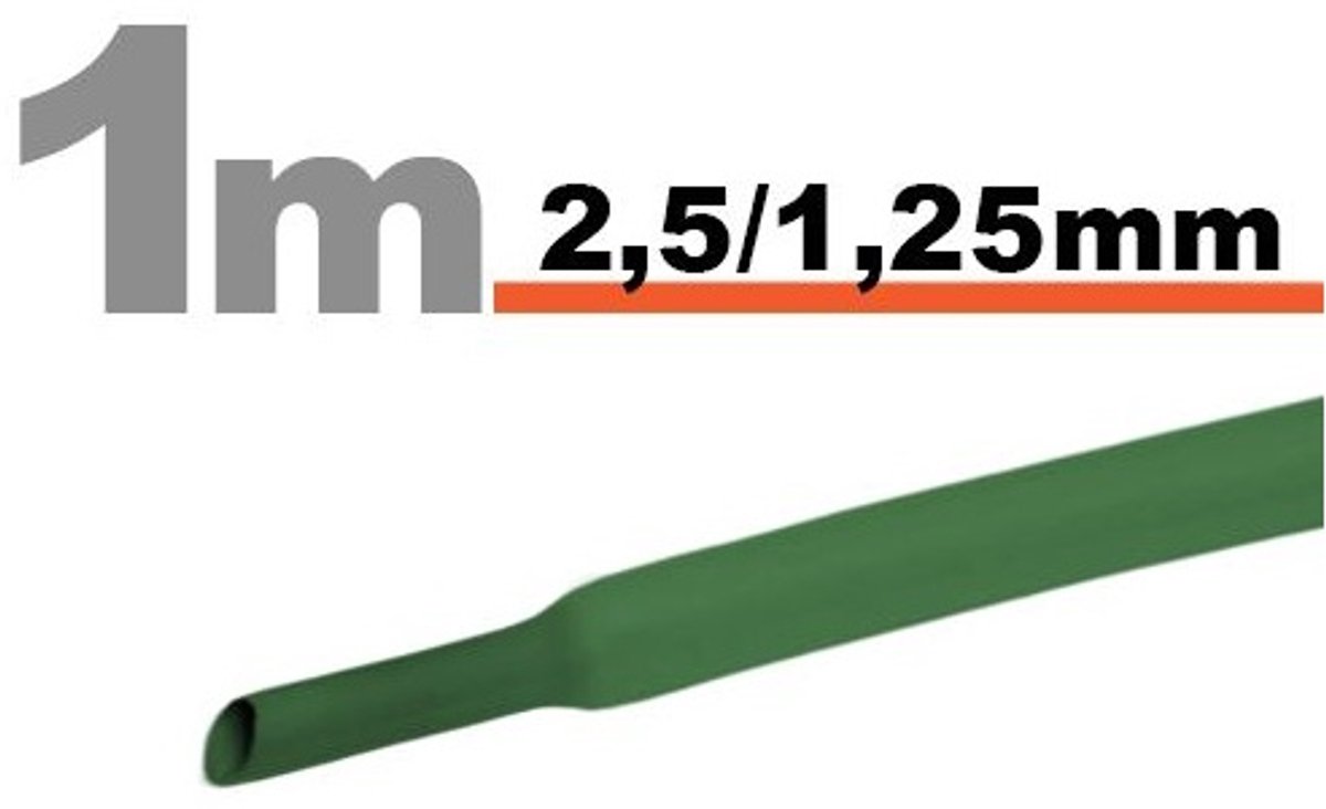 20× 1 Meter Krimpkous Groen 2,5 / 1,25 mm – 20 Stukken Van 1 Meter – Warmtekrimpbuis Voor Isolatie En Kabelbescherming – Geschikt Voor Elektrische Installaties En Reparaties [11020Z]