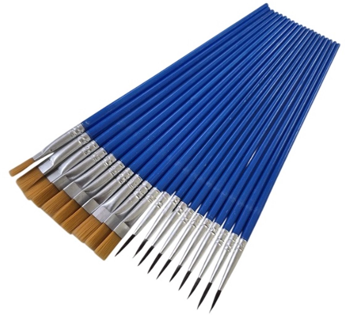 kwasten en penselen set - 10 penselen en 10 kwasten - schilderset - hobby schilderen penselenset - lekker knutselen en hobbyverven - kwastenset 20-delig - kwasten voor acrylverf - 10x kwast en 10x penseel
