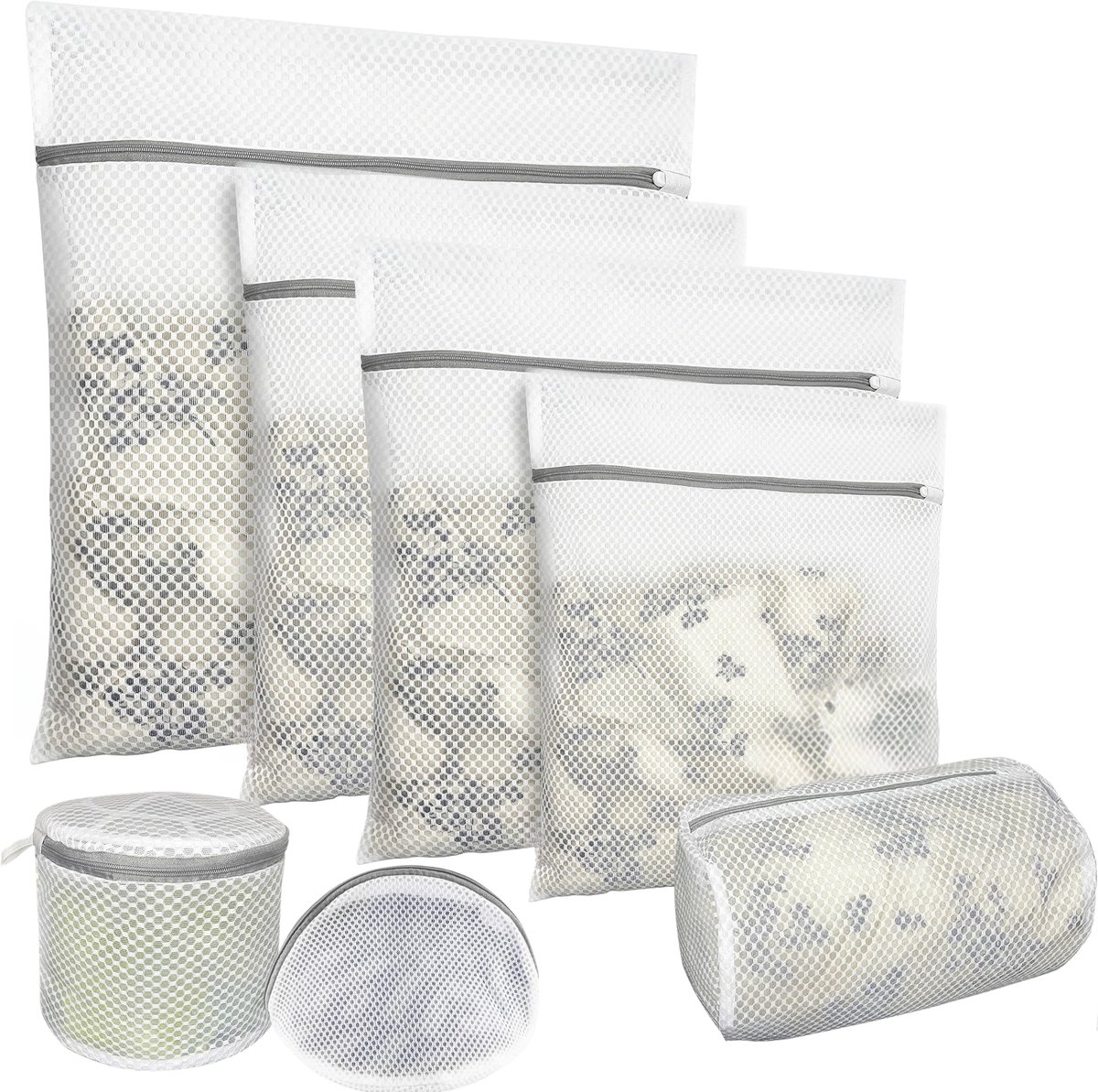 House of Husk Waszakken - Wasnetten - Set van 7 - Bescherm je Wasgoed en Wasmachine - Transparant/Wit