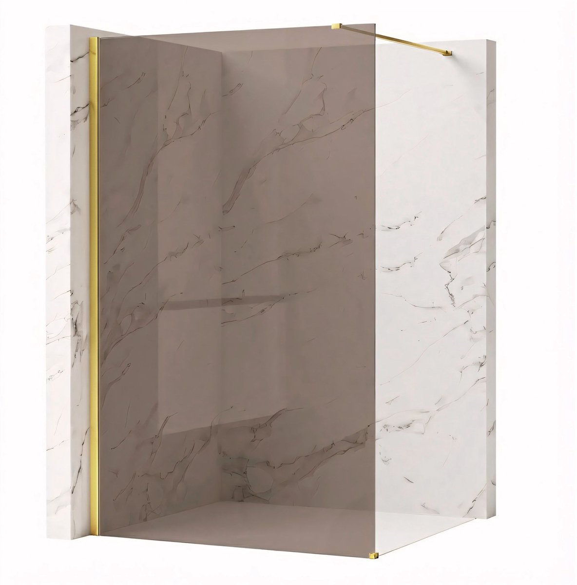 Rea Flexi Brown - Douchewand - Gouden - 140 Rookbruin Glas 8 mm - 120X140X195cm