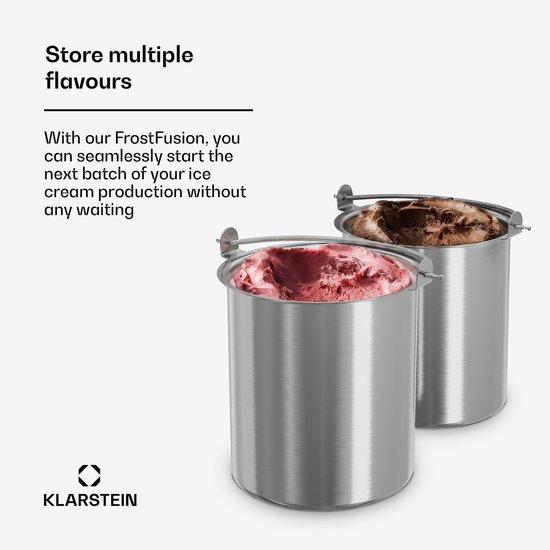 Klarstein FrostFusion ijsbak - 1 liter roestvrij staal, vaatwasmachinebestendig, duurzaam, roestvrij, vervangende bak voor FrostFusion ijsmachine van Klarstein — afbeelding 3