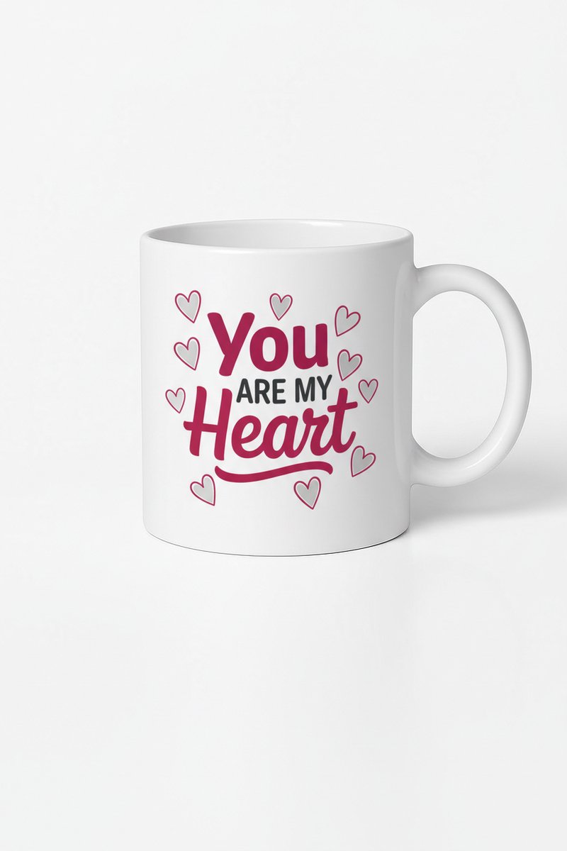 You Are My Heart" Mok - Romantisch Liefdes Cadeau met Hartjes - Valentijn Beker