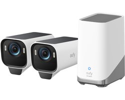 eufy Security S3 Pro Buitencamera’s – 2 Pack met HomeBase 3 – Outdoorcam set – 4K Ultra HD resolutie – MaxColor Vision� technologie – Zonne-energie met SolarPlus� 2.0 – Compatibel met Apple HomeKit – Alexa en Google Assistant