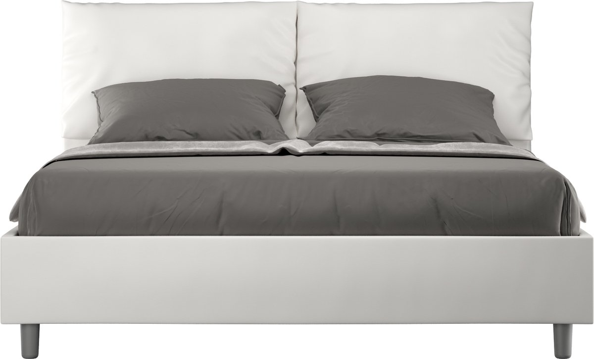 Antea wit kunstleer gestoffeerd opbergbed 160x200