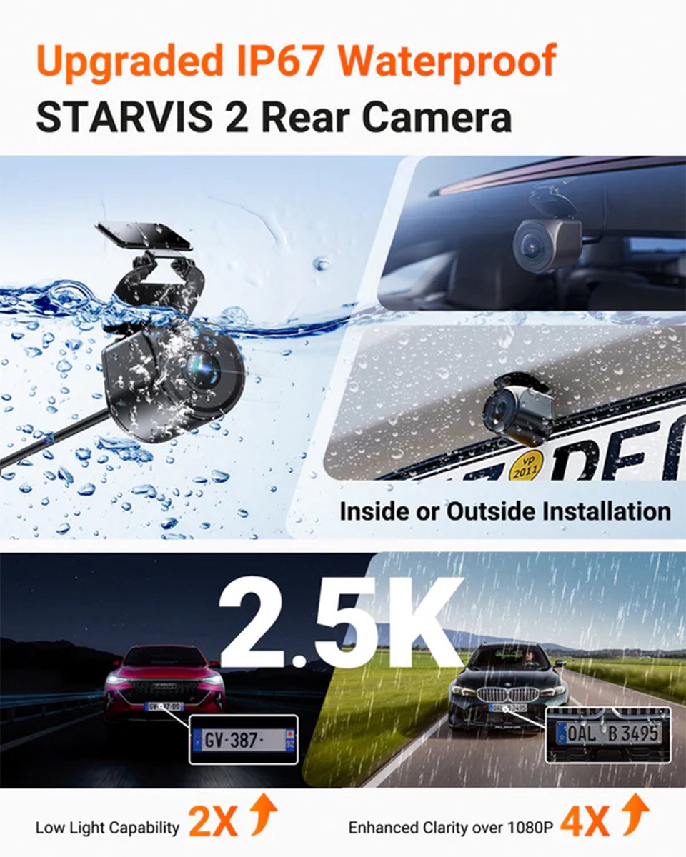VANTRUE N4 Pro S 4K dashcam voor de auto, 3-kanaals 4K + 1080P + 1440P met GPS, parkeerbewaking 24 uur, spraakbediening, IR-nachtzicht, LTE thumbnail 3
