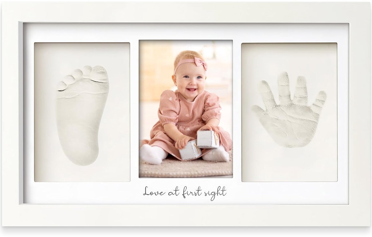 Baby Hand- en Voetafdrukherinneringskader – Leem Set voor Pasgeborenen – Babykamer Decoratie