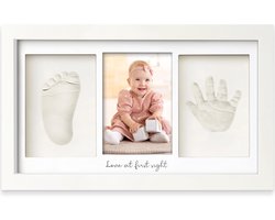 Baby Hand- en Voetafdrukherinneringskader – Leem Set voor Pasgeborenen – Babykamer Decoratie