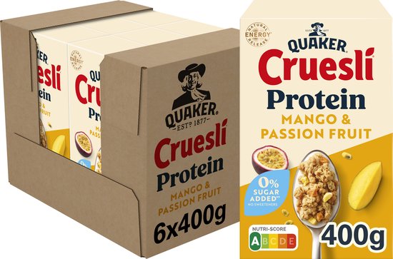 Quaker Cruesli Protein Zero Sugar Added Mango & Passion Fruit 6 x 400 gr