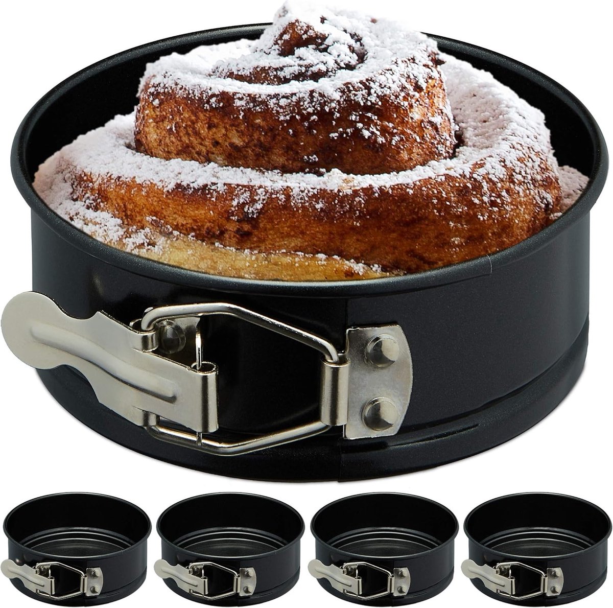 Famanu – Mini springvorm set 5 stuks Ø 12 cm ronde taartvormen hittebestendig tot 250°C voor kleine gebakjes