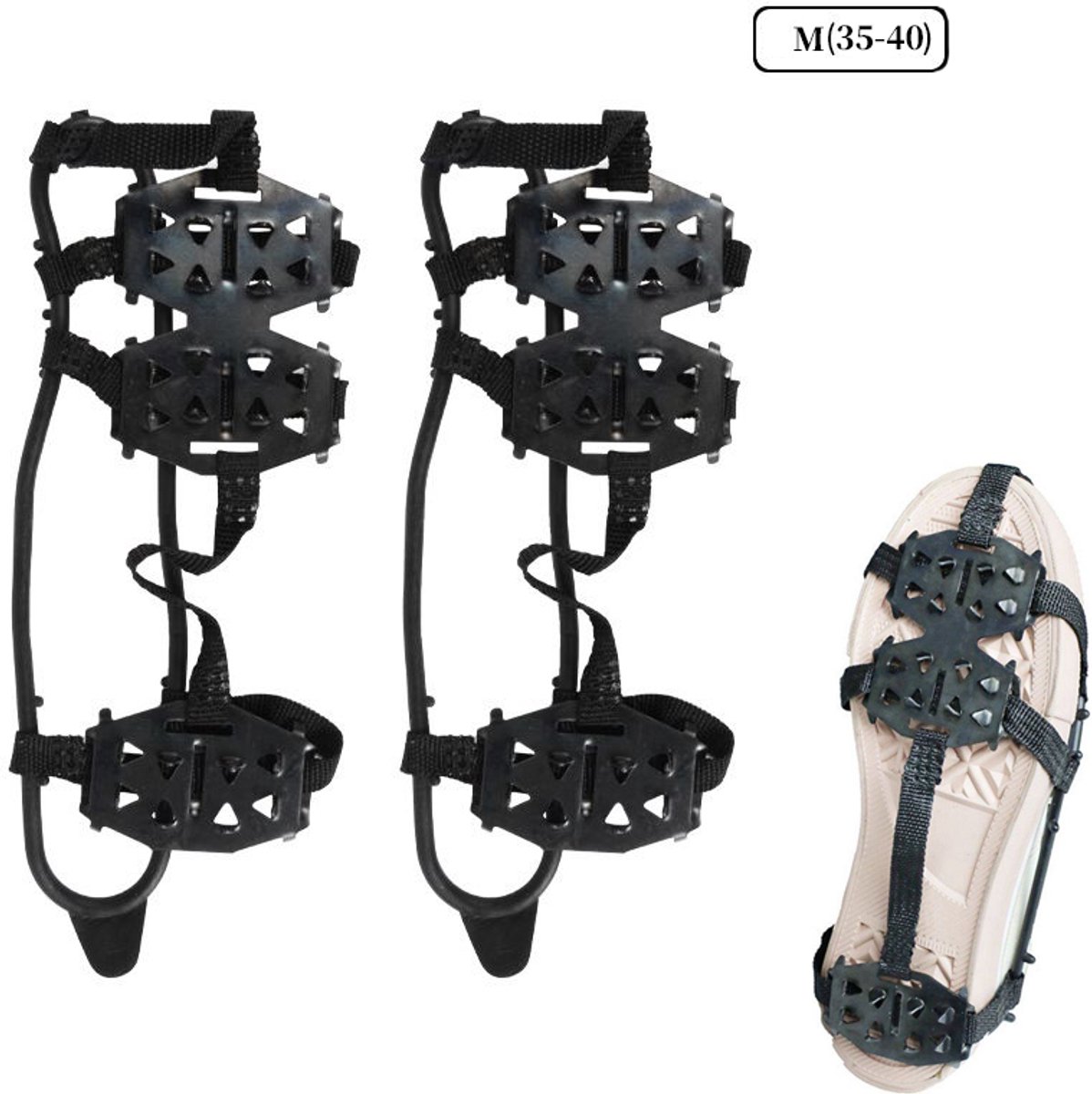 2 paar Anti Slip Sneeuwzolen - Antislipzolen - Schoenmaat 35-40 - Met 24 Spikes - IJsgrepen met antislip roestvrijstalen spikes voor laarzen en schoenen