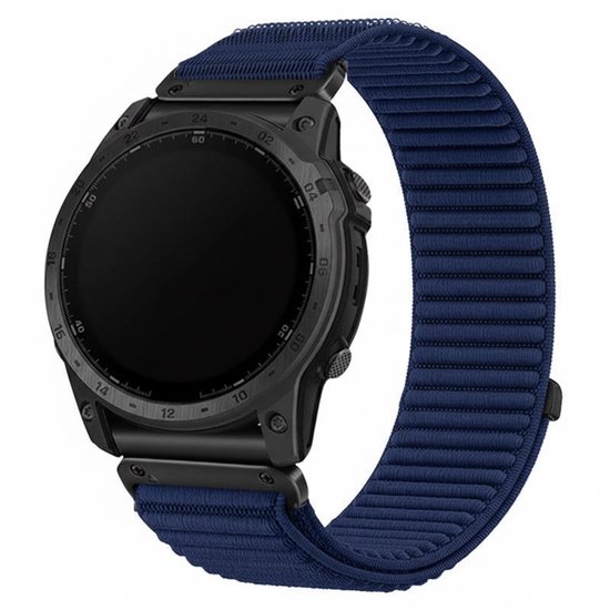 Bracelet en nylon - compatible avec Garmin Fenix 5S (Plus) / 6S / 7S / 8 (43 mm) / Approach S12 / S42 / S70 42 mm / Epix Pro (Gen 2) 42 mm / D2 Delta S / Mk3(i) 42 mm - bleu foncé