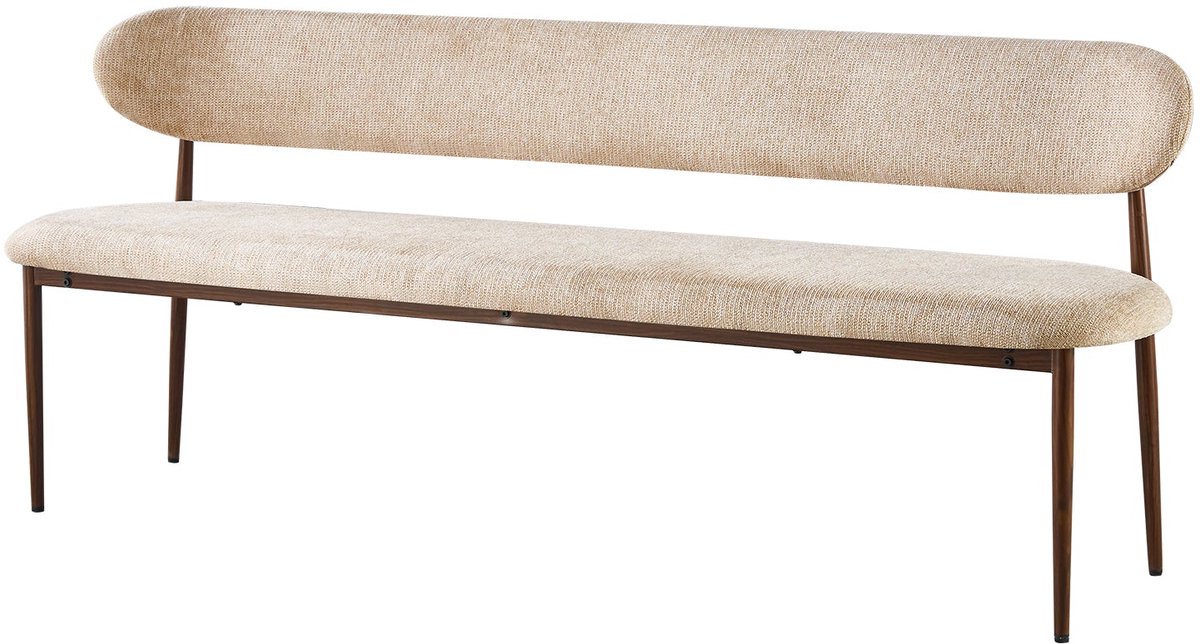 Eetkamerbank Japandi 200cm bruin Reika walnoot japanse stijl eetbank