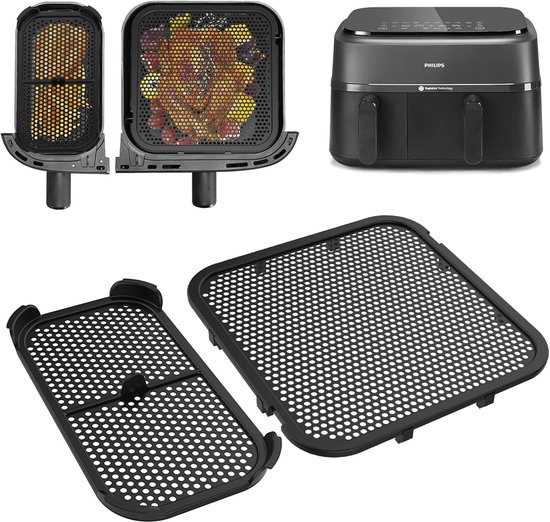 Spatbescherming Gescht voor Philips Airfryer 3000 Dual Basket, siliconen spatbescherming heteluchtfriteuse accessoires, Airfryer spatbescherming accessoires voor Philips NA350 NA550 6L/3L Airfryer 5000