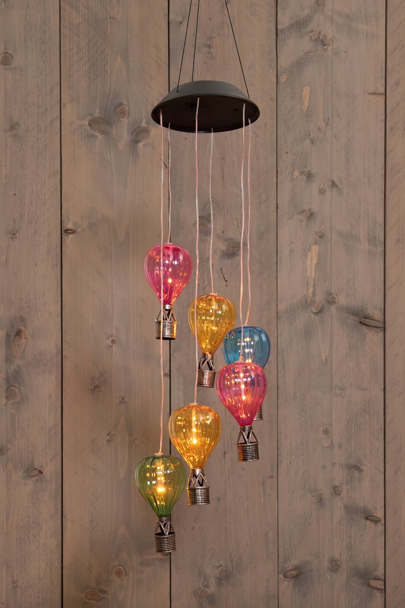 Solar mobiel luchtballon | 6 ballonnen | 6 LED’s | Vlam-effect | 80 cm | Anna's Collection