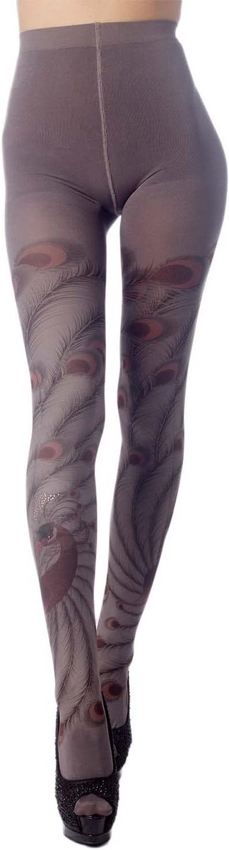 Dames Panty met Pauwenstaart Motief en Tatoeage Print - Dunne Panty