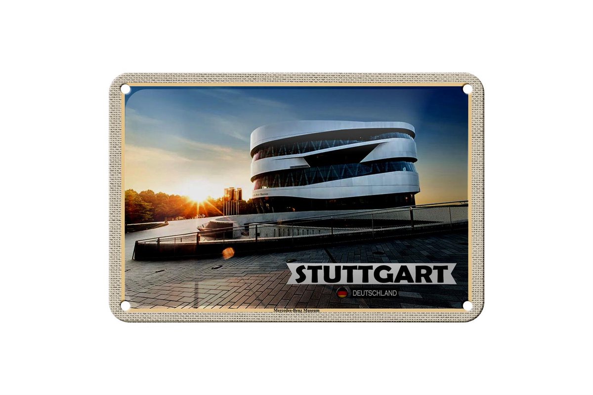 Blechschild Städte Stuttgart Auto Museum 18x12cm Dekoration