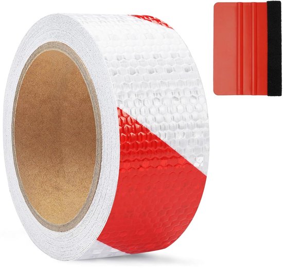 Reflecterend Plakband Rood Wit 5 Cm X 10 M Voor Voertuigen En Objecten 