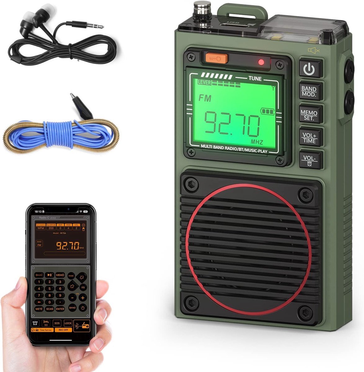 Stunq® Draagbare Multiband Radio met Brede Ontvangst en Bluetooth Connectiviteit