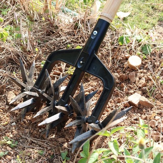 Rotorkultivatorset, verstelbare rotorkultivator voor in de tuin, geschikt voor het opnieuw inzaaien van gras of het mengen van grond, grondfrees, gazongereedschap, handfrees, snoerloze cultivator (zwart) van Merkloos	 — afbeelding 2