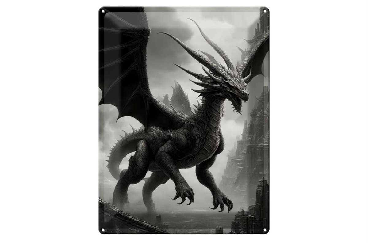 Blechschild 12x18cm Dunkler Drachenvater