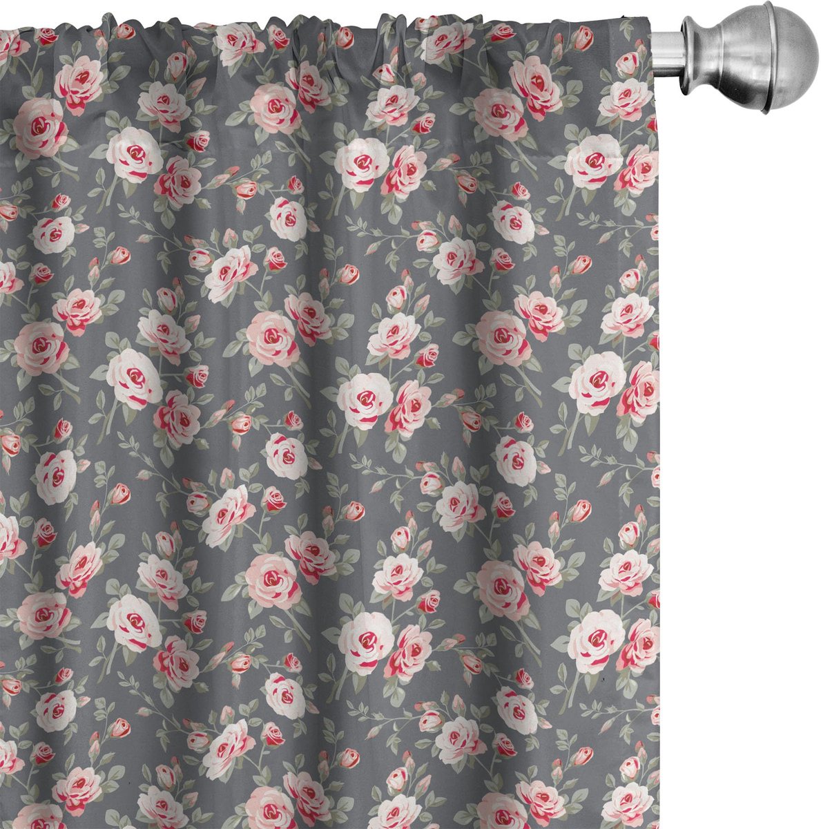 ABAKUHAUS Shabby Flora Gordijnset – 2x75×225 cm – Mikrofaser – Meerkleurig Mehrfarbig