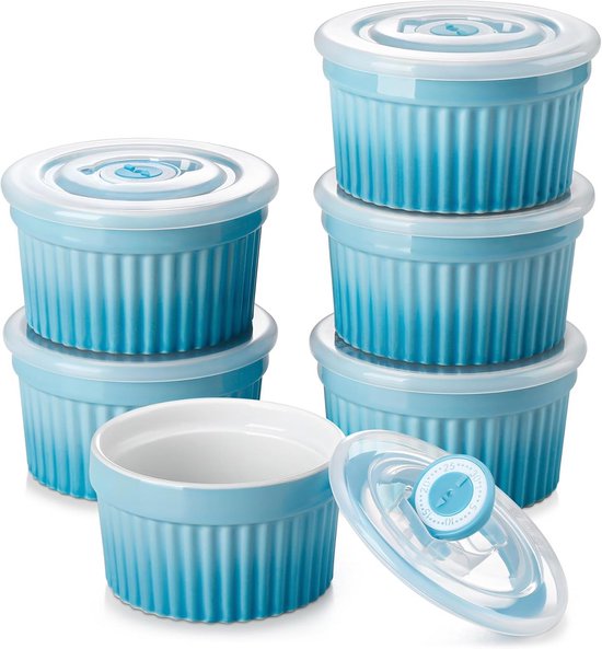 MALACASA Small Casserole Dishes for the Oven, 440ML Mini Cocotte Set of 4, White Porcelain Ramekins with Handle and Lid, Ceramic Dutch Oven Set for Lasagna, Soufflé, Soup, Oven Proof Bakeware