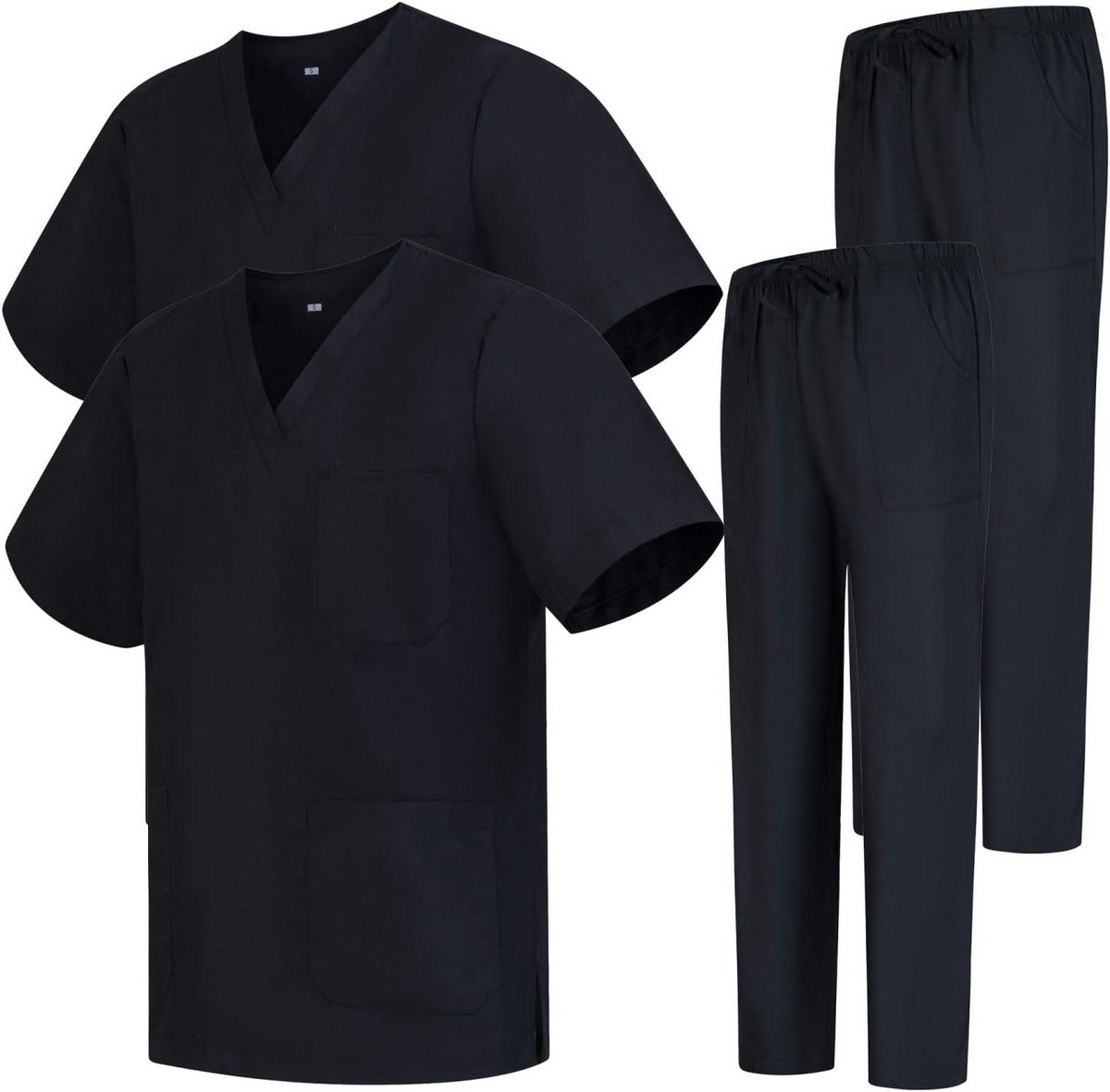 Set van 2x Unisex Medische Uniform - Scrub Set met Jas en Broek voor Zorgprofessionals