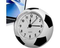 Voetbalwekker - Stille - niet-tikkende bureauklok | Kinderhorloge voor op het bed | Schattig voetbalontwerp, gemakkelijk af te lezen analoog display, perfect voor kinderkamers, geweldig verjaardagscadeau voor jongens en meisjes - Wit